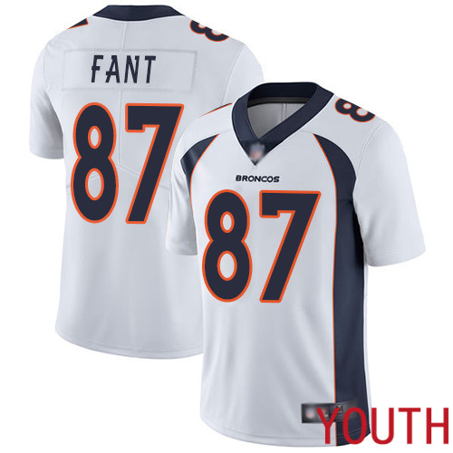 Youth Denver Broncos #87 Noah Fant White Vapor Untouchable Limited Player Football NFL Jersey->youth nfl jersey->Youth Jersey